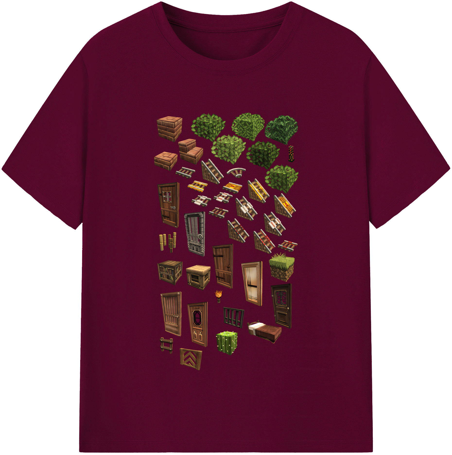 （画像用） マインクラフト ブロックの世界 Minecraft MC Block world レディースカジュアルプリントTシャツ（綿100％）